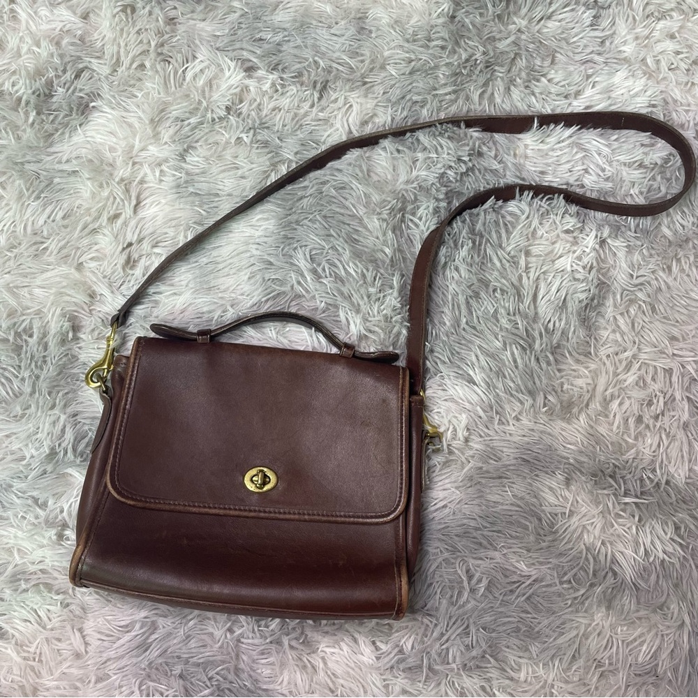 Rare Vintage Coach Court Bag Brown Leather 9870